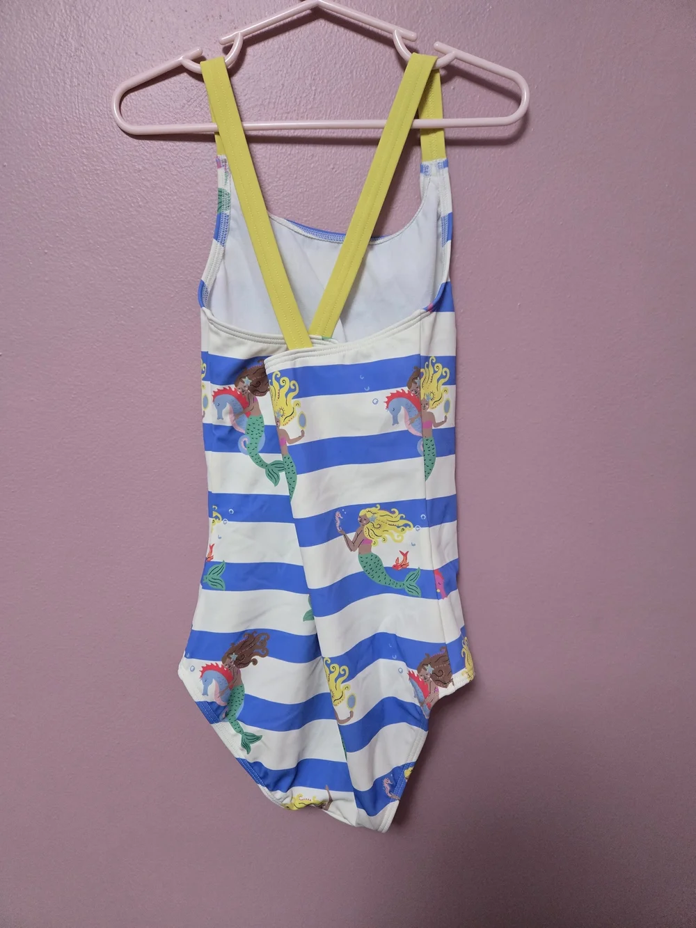 Mini Boden Blue White Striped Mermaid One-Piece Swimsuit